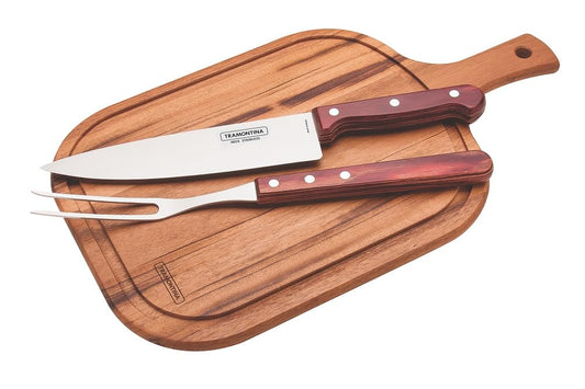 TRAMONTINA(トラモンティーナ) バーベキューツール ポリウッド 3点セット カッティングボード付き レッド 食洗機対応 21198/714