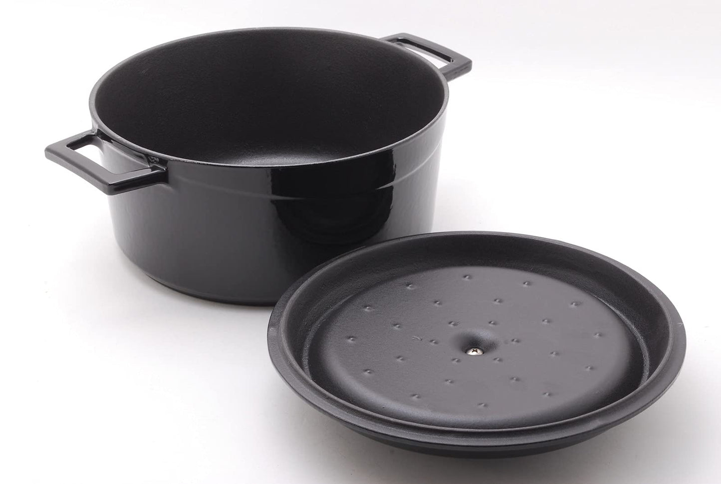 LAVA(ラヴァ) 鋳物 ホーロー 鍋 ラウンドキャセロール 24cm Shiny Black LV0079 ガス(直火)、IH、電気、オーブン 対応