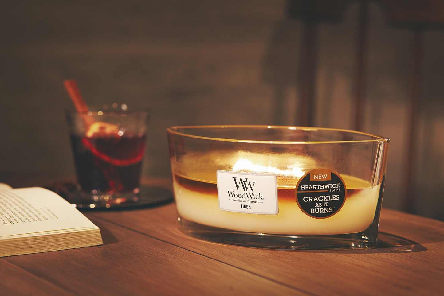 Wood Wick ハースウィック L トリロジー 「カフェスイーツ」 キャンドル W940054009 【バニラビーン キャラメル ビスコッティ 3層の色と香り】