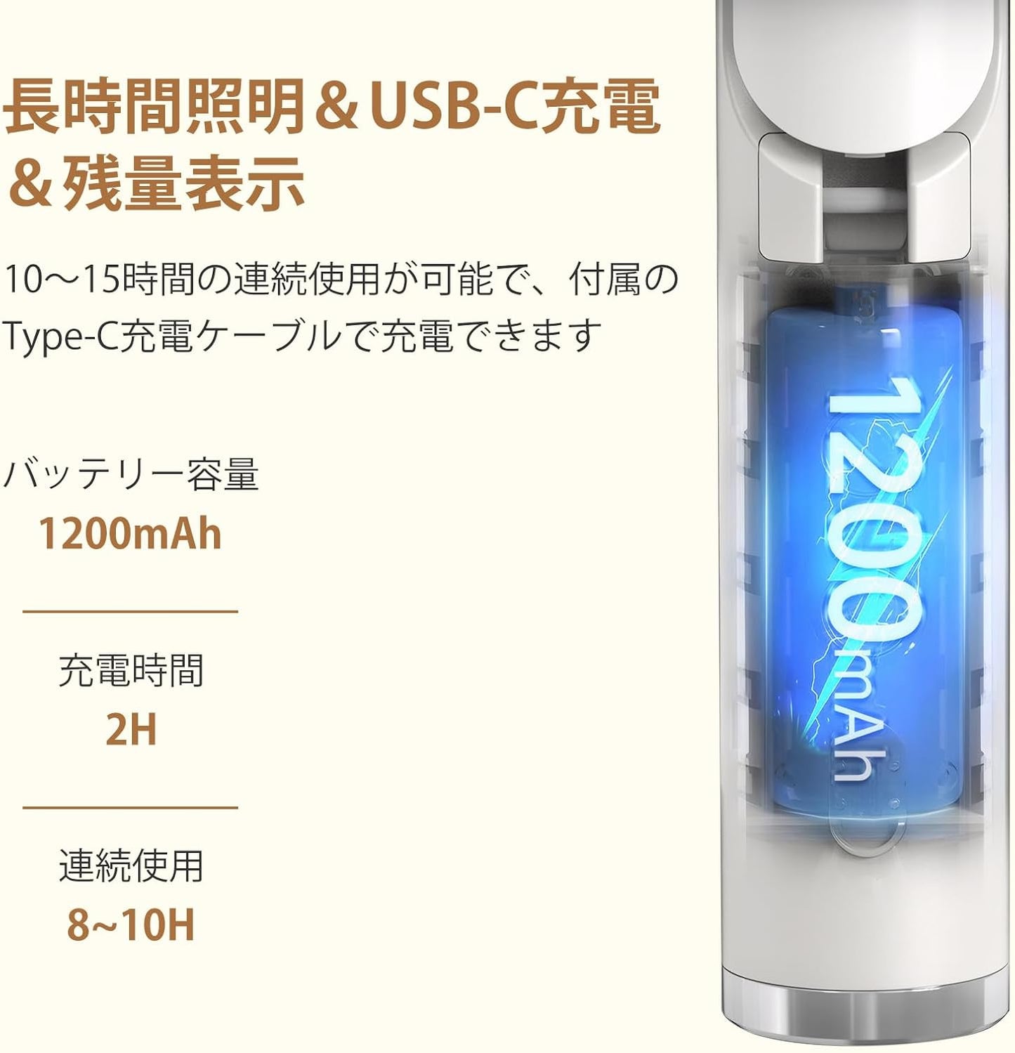 EASTBELL アウトドアキャンピングライト USB-C充電 多段階点灯 SOS信号機能付き 災害時ライト