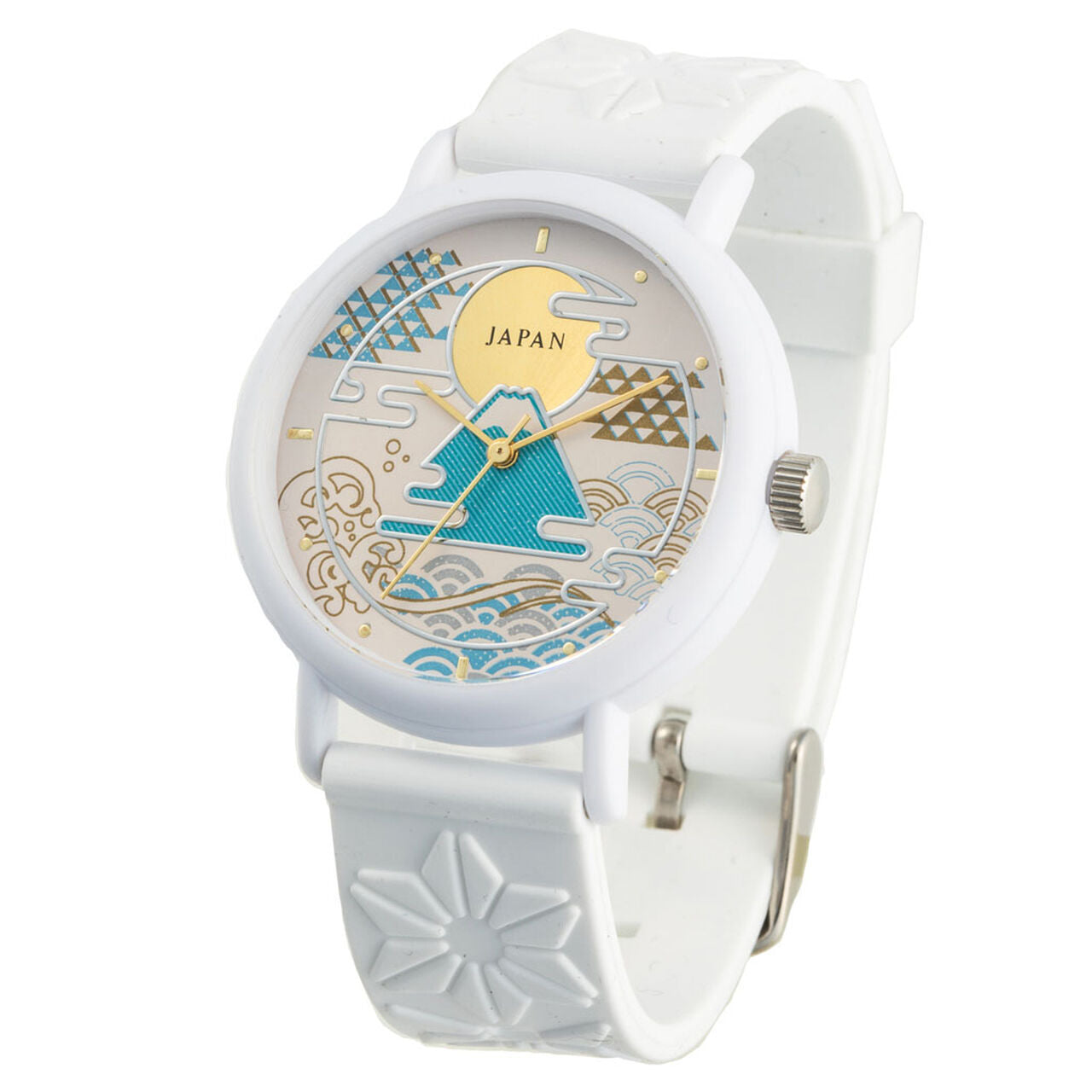 KAORU ローカル 富士山 街並み(昼) 檜の香り和の香りがする腕時計 白バンド KAORU002FH
